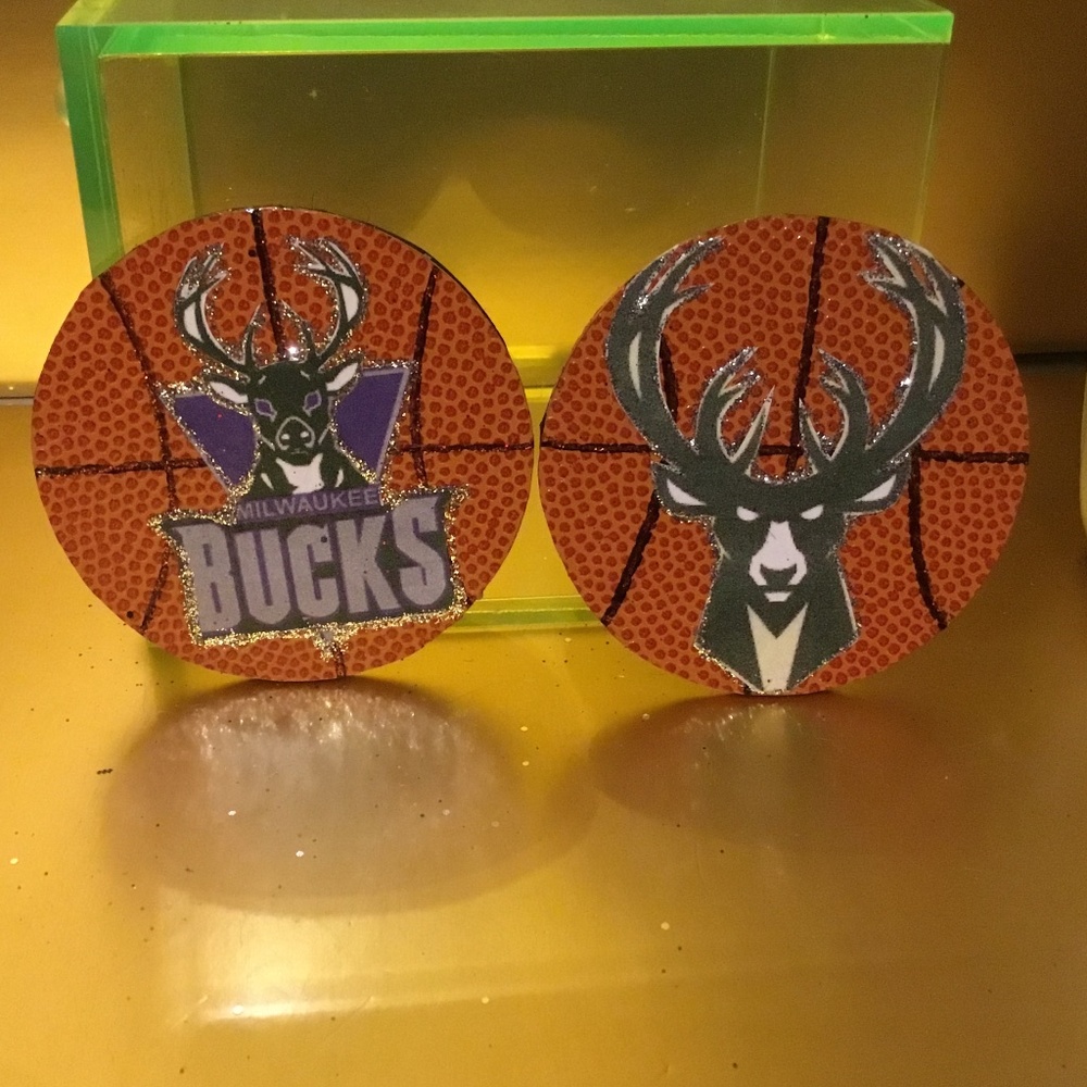 Handcrafted Milwaukee Bucks Basketball Magnets set of 2